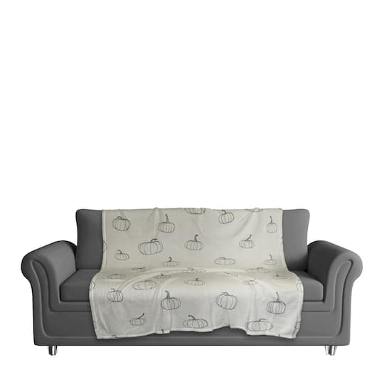 Gray Mini Pumpkin Patterned Coral Fleece Blanket